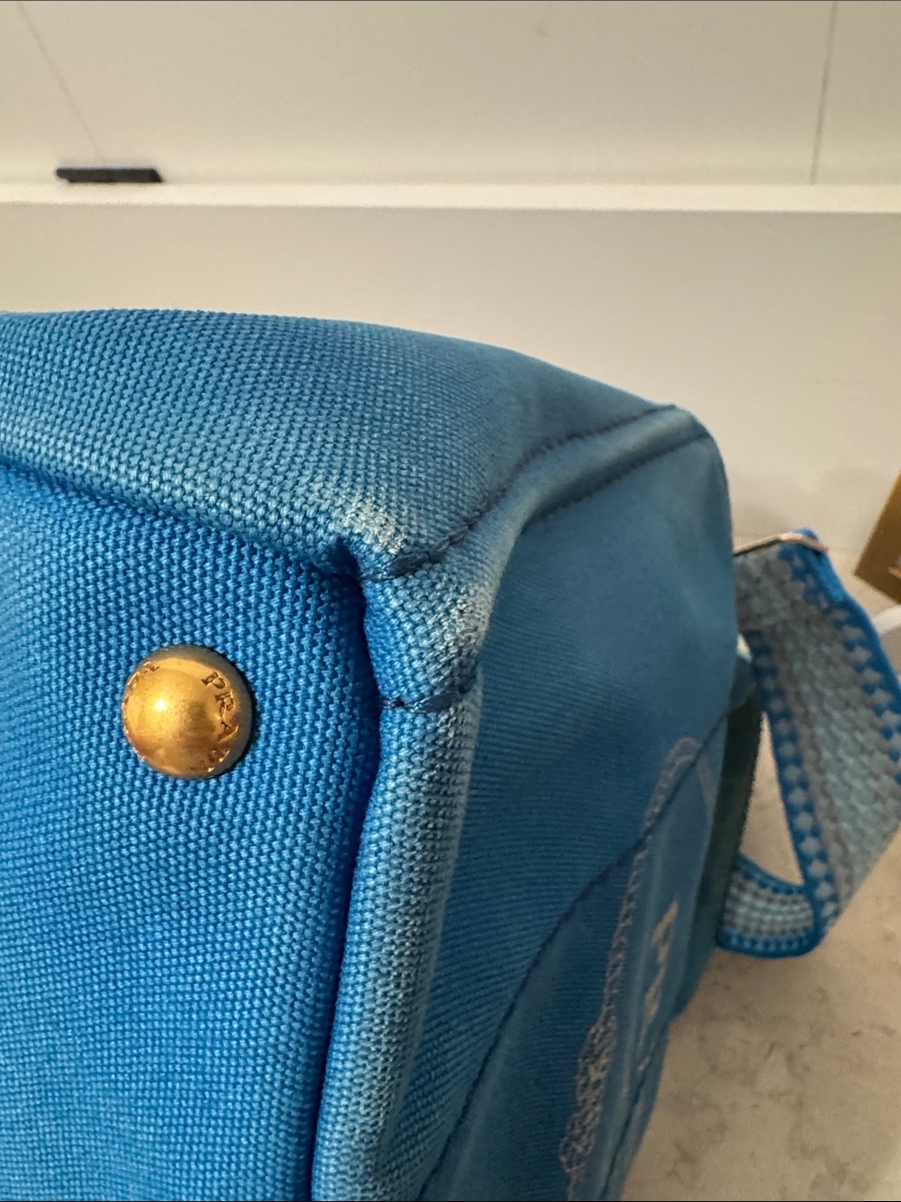 Prada canapa Blue Canvas Tote with authenticity card and unbranded strap - Picture 5 of 15